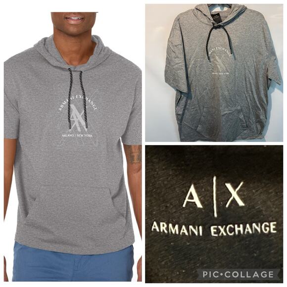 A/X Armani Exchange Men’s Jersey Knit Logo Top Gray Size L NWT - Picture 1 of 9